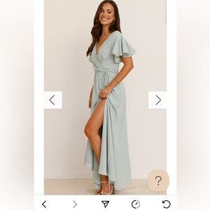 Chic Light Blue Maxi Dress with Flutter Sleeves